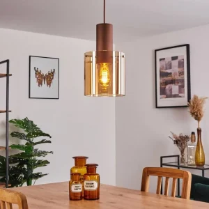 hofstein Suspension Dodoma Cuivre, 1 lumière* Lampes En Verre