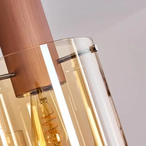 hofstein Suspension Dodoma Cuivre, 3 lumières* Lampes En Verre