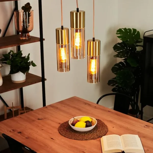 hofstein Suspension Dulcita Laiton, 3 lumières* Lampes En Verre