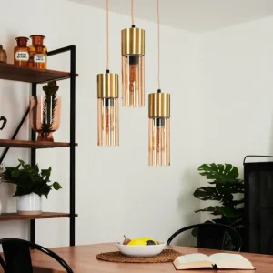 hofstein Suspension Dulcita Laiton, 3 lumières* Lampes En Verre