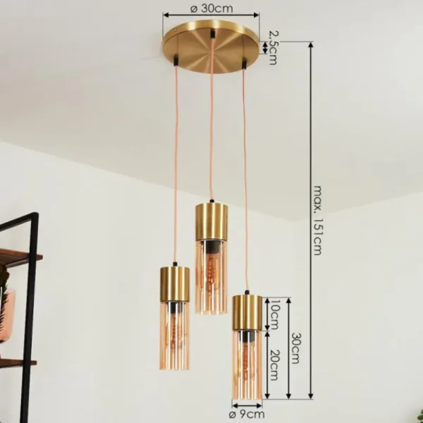 hofstein Suspension Dulcita Laiton, 3 lumières* Lampes En Verre