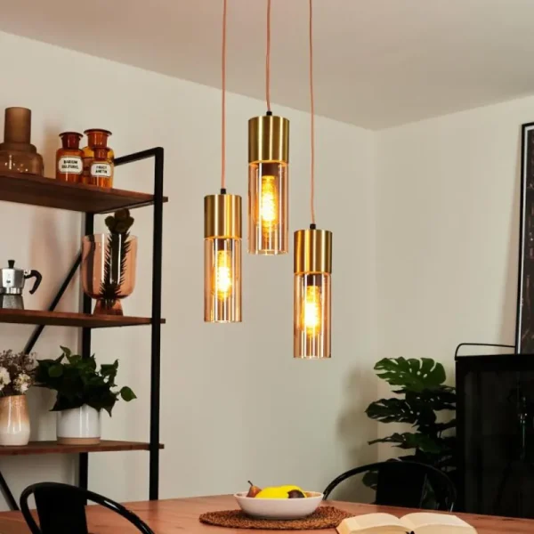 hofstein Suspension Dulcita Laiton, 3 lumières* Lampes En Verre