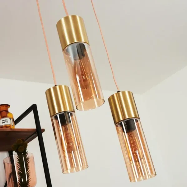 hofstein Suspension Dulcita Laiton, 3 lumières* Lampes En Verre