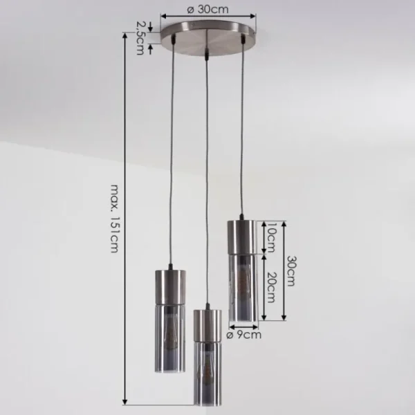 hofstein Suspension Dulcita Nickel mat, 3 lumières* Lampes Modernes