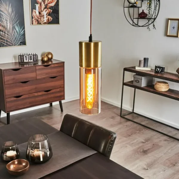 hofstein Suspension Dulcita Or, 1 lumière* Lampes En Verre