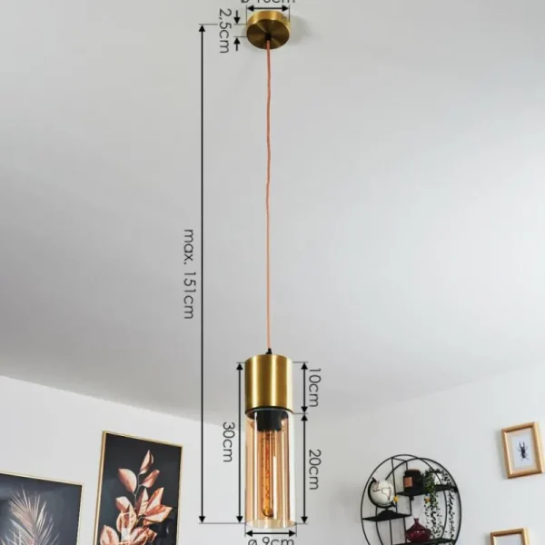 hofstein Suspension Dulcita Or, 1 lumière* Lampes En Verre