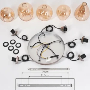 hofstein Suspension Echallens Argenté, 5 lumières* Lampes En Verre