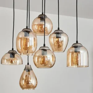 hofstein Suspension Echallens Argenté, 7 lumières* Lampes En Verre