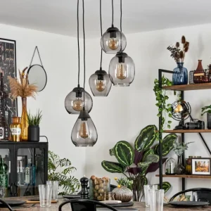 hofstein Suspension Echallens Noir, 5 lumières* Lampes Modernes