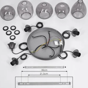 hofstein Suspension Echallens Noir, 5 lumières* Lampes Modernes
