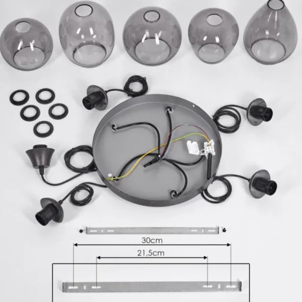 hofstein Suspension Echallens Noir, 5 lumières* Lampes Modernes