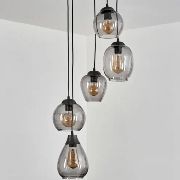 hofstein Suspension Echallens Noir, 5 lumières* Lampes Modernes