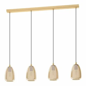 Luminaires Eglo Suspension EGLO ALOBRASE Laiton, 4 lumières* Lampes En Verre