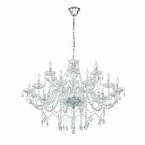 Luminaires Eglo Suspension Eglo BASILANO Chrome, 18 lumières* Lampes En Verre