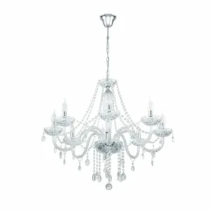 Luminaires Eglo Suspension Eglo BASILANO Chrome, 8 lumières* Lampes En Verre