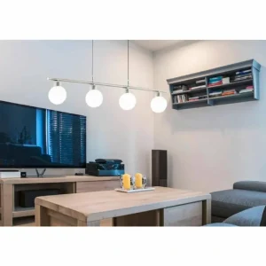 Luminaires Eglo Suspension Eglo BORRIOL LED Nickel mat, 4 lumières* Lampes En Verre