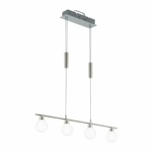 Luminaires Eglo Suspension Eglo BORRIOL LED Nickel mat, 4 lumières* Lampes En Verre