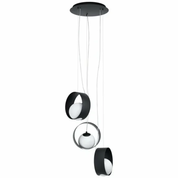 Luminaires Eglo Suspension EGLO CAMARGO Noir, 3 lumières* Lampes En Verre