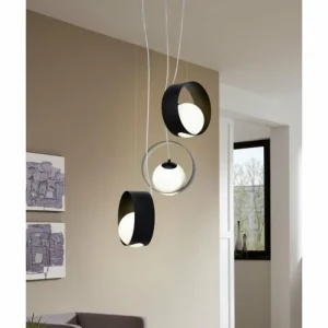 Luminaires Eglo Suspension EGLO CAMARGO Noir, 3 lumières* Lampes En Verre