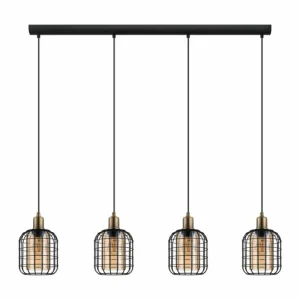 Luminaires Eglo Suspension Eglo CHISLE Bruni, Noir, 4 lumières* Lampes En Verre