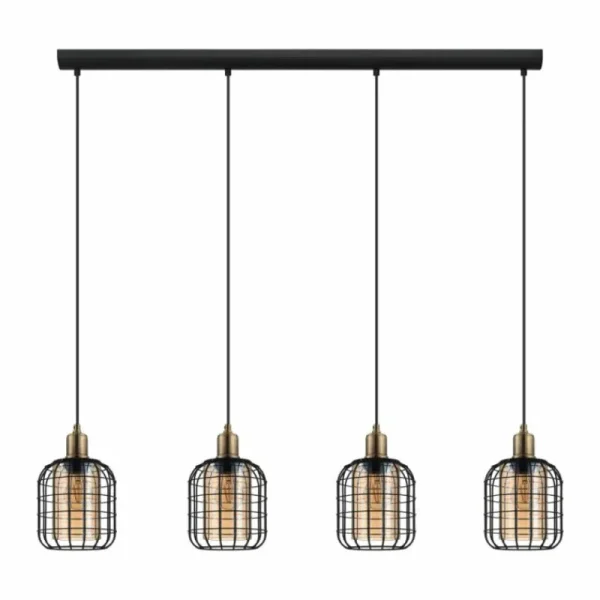 Luminaires Eglo Suspension Eglo CHISLE Bruni, Noir, 4 lumières* Lampes En Verre