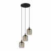 Luminaires Eglo Suspension Eglo CHISLE Or, Noir, 3 lumières* Lampes En Verre