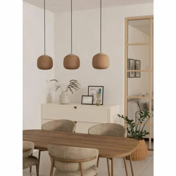 Luminaires Eglo Suspension Eglo COMINIO Taupe, 3 lumières* Lampes En Verre