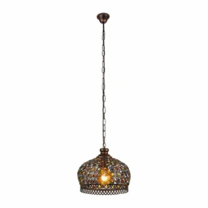 Luminaires Eglo Suspension Eglo JADIDA Brun foncé, Cuivre, 1 lumière* Lampes En Verre