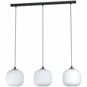 Luminaires Eglo Suspension Eglo MANTUNALLE Noir, 3 lumières* Lampes En Verre