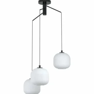 Luminaires Eglo Suspension Eglo MANTUNALLE Noir, 3 lumières* Lampes En Verre