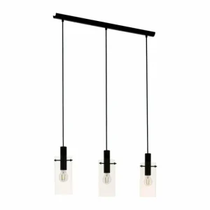 Luminaires Eglo Suspension Eglo MONTEFINO Noir, 3 lumières* Lampes En Verre