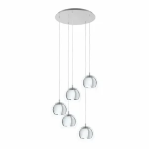 Luminaires Eglo Suspension EGLO ROCAMAR Chrome, 5 lumières* Lampes En Verre