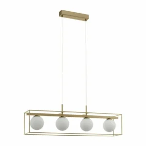 Luminaires Eglo Suspension Eglo VALLASPRA Champagne, 4 lumières* Lampes En Verre