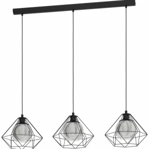 Luminaires Eglo Suspension Eglo VERNHAM Noir, 3 lumières* Lampes En Verre