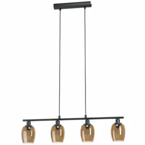 Luminaires Eglo Suspension Eglo ZABALEA Noir, 4 lumières* Lampes En Verre