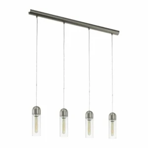 Luminaires Eglo Suspension Eglo ZACHARO LED Nickel mat, 4 lumières* Lampes En Verre