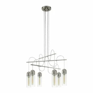 Luminaires Eglo Suspension Eglo ZACHARO LED Nickel mat, 6 lumières* Lampes En Verre