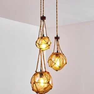 hofstein Suspension Eslov Brun, Rouille, 3 lumières* Lampes En Verre