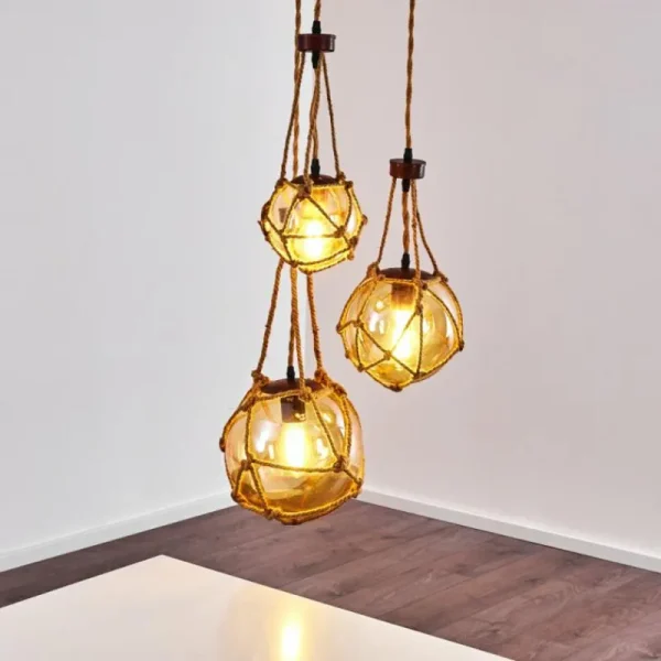 hofstein Suspension Eslov Brun, Rouille, 3 lumières* Lampes En Verre