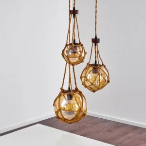 hofstein Suspension Eslov Brun, Rouille, 3 lumières* Lampes En Verre