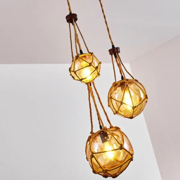 hofstein Suspension Eslov Brun, Rouille, 3 lumières* Lampes En Verre