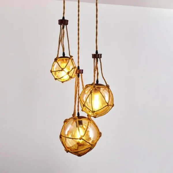 hofstein Suspension Eslov Brun, Rouille, 3 lumières* Lampes En Verre