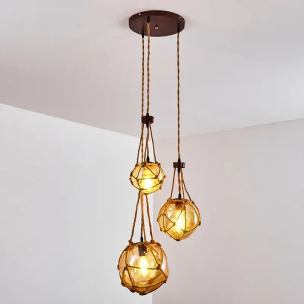 hofstein Suspension Eslov Brun, Rouille, 3 lumières* Lampes En Verre