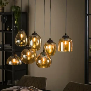 Zijlstra Suspension Espriella Argent Oxydé, 7 lumières* Lampes En Verre