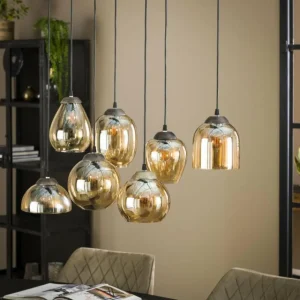 Zijlstra Suspension Espriella Argent Oxydé, 7 lumières* Lampes En Verre