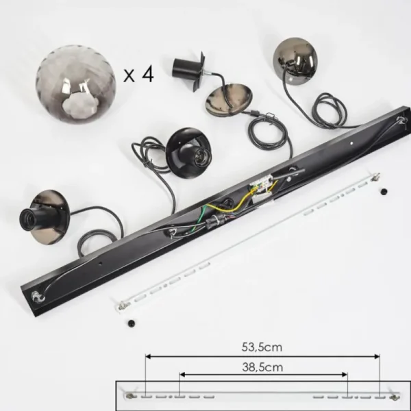 hofstein Suspension Evolene Noir, 4 lumières* Lampes Modernes