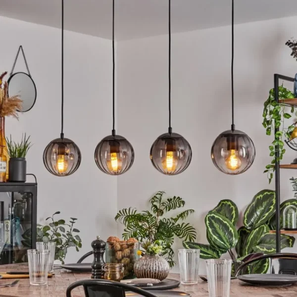 hofstein Suspension Evolene Noir, 4 lumières* Lampes Modernes
