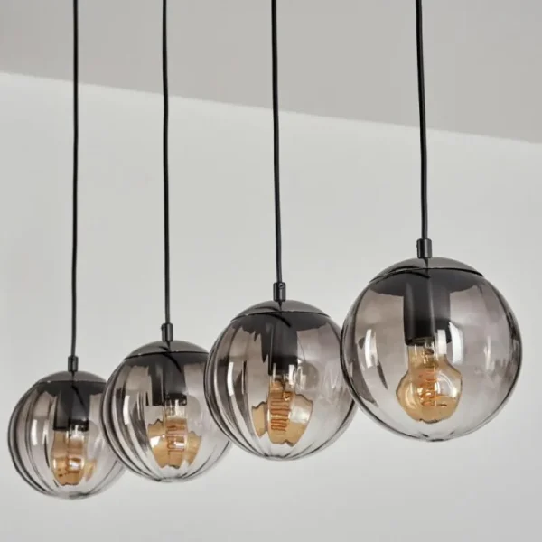 hofstein Suspension Evolene Noir, 4 lumières* Lampes Modernes