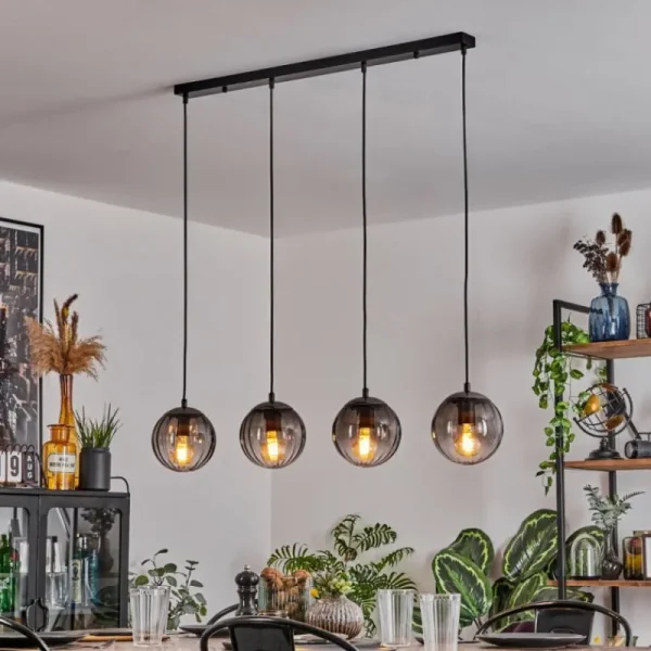hofstein Suspension Evolene Noir, 4 lumières* Lampes Modernes