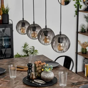 hofstein Suspension Evolene Noir, 4 lumières* Lampes Modernes